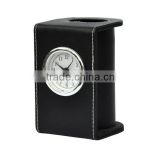 Cheap leather pen holder with travel alarm clock best for Chrismas gift