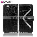 High Quality Luxury Crocodile Bling PU Leather Wallet Flip Pouch Cover Case Alligator Sparkle Wallet Case for Iphone 6