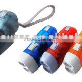 Plastic Dynamo Rechargeable Led Flashlight With Keychain for Gift