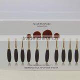Factory Directly Super Soft Black Rose Gold Oval Makeup Brush 10pcs With Rose Gold Package thumbnail-6