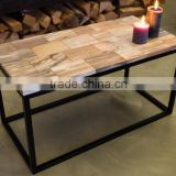Coffee table/side table of petrified wood mosaic