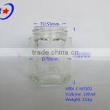 Hexangular Glass Jars for Food