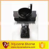 Dark Emperador Marble Bathroom Pedestal Sink thumbnail-4