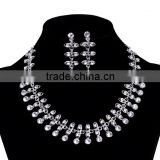 wholesale cheap silver crystal necklace bridal jewelry set