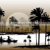 New Design Boat on the Lake Landscape Painting for Decoration thumbnail-1