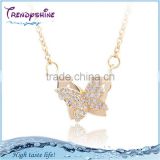 Fancy design gold women's crystal butterfly necklace
