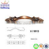 96mm Centers Classical Elegant Footed Pull Handle in Antique Brass thumbnail-1