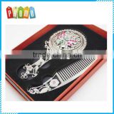Classic Carved hollow Alloy Mirror and Comb sets