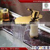 Double Handle Lavatory Antique Brass Bathroom Faucet, Bathroom Led Glass Waterfall Faucet