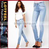Supersoft High Waisted Ultra Skinny Jeans In Ice Blue Vintage Wash for Women (LOTX123) thumbnail-1