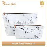 Fashion Washable Kraft Paper Marble Cosmetic Bag Travel Plain Toiletry Makeup Bag for Women thumbnail-3