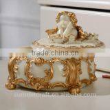 Resin Round Jewelry Box White Vintage Angel Trinket Box thumbnail-3