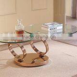 2017 Glass Top Round Fold Coffee Table Extendable Tea Table thumbnail-4