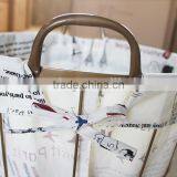 Rustic Wire Metal Laundry Basket With Fabric Linning thumbnail-3