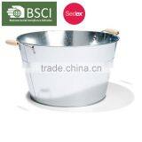 Large Galvanized Metal Oval Party Tubs Ice Bucket With Wood Handles thumbnail-1