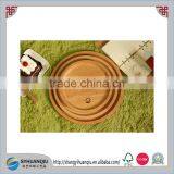 VINTAGE ROUND OVAL WOODEN DIP SNACK SERVING TRAY 12" DIAMETER thumbnail-6