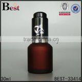 30ml China Dark Red Frosted Glass Bottle Cosmetic Essential Oil Perfume Gold Aluminum Pump Dropper Bottle Glass thumbnail-4