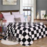 Black and White Plaid Super Soft Warm Plaid Printed Coral Fleece Blanket thumbnail-1