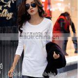 Customized Manufactorying 100% Cotton Long Pattern Long-sleeve T Shirt for Ladies thumbnail-2