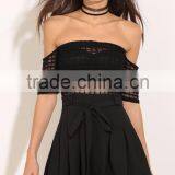 Grid Mesh Design Sexy Women Rompers off Shoulder Summer Playsuit Jumpsuit thumbnail-1