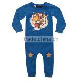 Wholesale China Clothes Prompt Delivery Blue Colour Cotton Animal Onesie Tiger's Head Print Romper thumbnail-1