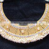 GOLD PLATED TEMPLE DESIGN BROAD Necklace RAMLEELA EARRING Set thumbnail-2