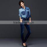 Hot Sale Women Denim Shirt With Pocket and Block Fashion Design Hot Sale thumbnail-6