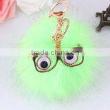 Evil Eye Faux Fur Pom Pom Keychain Bag Charms Fake Fur Glasses Bag Charms Car Hangers Imitation Fur Ball Keychain Gifts thumbnail-3