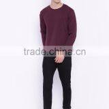 Maroon Sweatshirt Round Neck Long Sleeves Custom Color Plain Mens Casual Autumn Sweater 260G Cotton Fleece Fashion Solid Sweater thumbnail-6