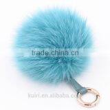 Fur Pom Pom Keychain 12cm Fox Fur Ball Key Chains Cute Round Ball Fluffy Keychain Real Fur Key Ring Charms for Bags thumbnail-6