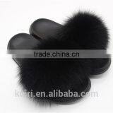 Women Fur Slippers Luxury Real Fox Fur Beach Sandal Shoes Fluffy Comfy Furry Flip Flops Fslipper-1 thumbnail-5