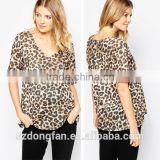 Wholesale Fashion Maternity Clothes Leopard Print Jersey Blouse