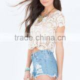 Adorable Round Neck Crochet Knitting Tops for Woman thumbnail-3