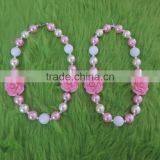 Children Plastic Necklace Girl Party Pearl Necklace With Rose thumbnail-1