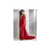 High Quality Light Satin Material Beaded Lady Formal Evenig Dress Custom Made thumbnail-1