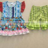 2017 Wholesale Children's Boutique Clothing Baby Clothes Girls Fall Plain Ruffle Outfits thumbnail-5