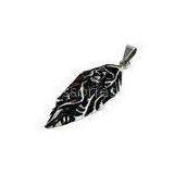Two Tone Leaf Shaped Magic Stainless Steel Skull Pendant , Skeleton Pattern thumbnail-1