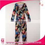 2016 Summer New Printed Floral Ladies Deep-v-shaped Jumpsuit thumbnail-5