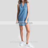 Latest Women Blue Denim Jeans Dress Denim Halter Dress Denim Dress thumbnail-5