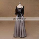 Black and Gray Lace Mother of the Bride Evening Dress Long Sleeve thumbnail-1
