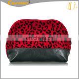 velvet leopard printing cosmetic bag