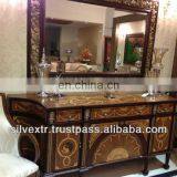 Galleria Carved Sheesham Mirror with leafing and console with inlay