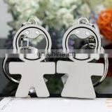PROMOTION RHINESTONE STAINLESS METAL BOY GIRL MATCHING KEYCHAIN