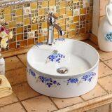 Tabletop Bathroom Ceramic Round Shape Basin With New Blue Color Design Wash Hand Sink
