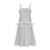 TWOTWINSTYLE Dresses Women Lace Up Bowknot Square Collar Sling Sleeveless High Waist Midi Drawstring thumbnail-6