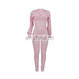 Casual Women Long Sleeves Back Zippers Bodysuit Skinny Raised Lines Pattern Outdoor Wear Stacked Jumpsuits thumbnail-5