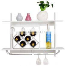 White Wall Mounted Wooden Display Wine Rack for Home Decoration thumbnail-4