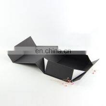 Custom Logo Black Flat Luxury Foldable Magnetic Shoe Box Gift Paper Box Packaging With Ribbon thumbnail-2