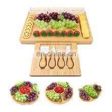Wholesale Premium Bamboo Wood Knife Set Charcuterie Cutlery Slide-out Drawer Cheese Board thumbnail-3