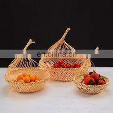 Unique Set Of 3 Round Bamboo Storage Basket Fruit Basket Tough and Durable thumbnail-1